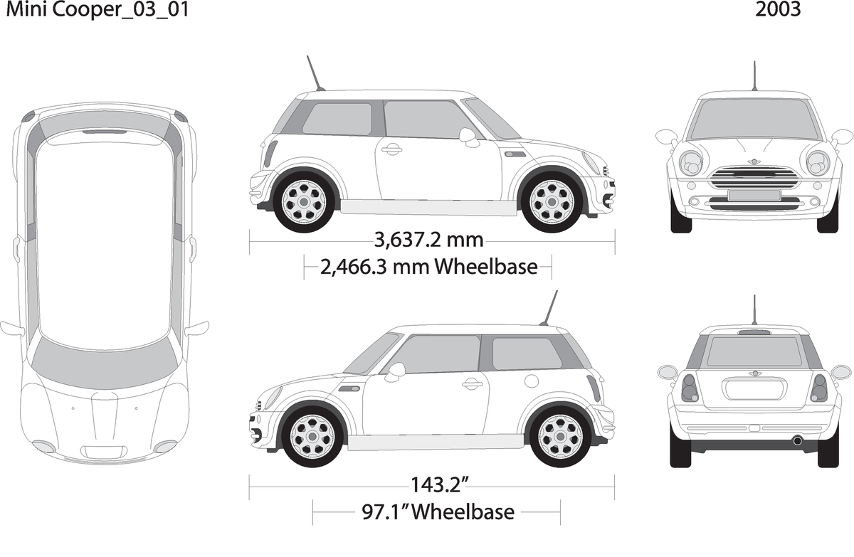 2003 Mini Cooper Mini Hardtop V01 Vehicle Wrap Template
