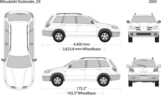 2003 Mitsubishi Outlander V03 Vehicle Wrap Template