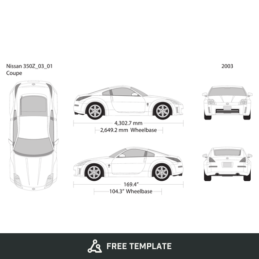 2003 Nissan 350Z free vector vehicle wrap template - GravBase