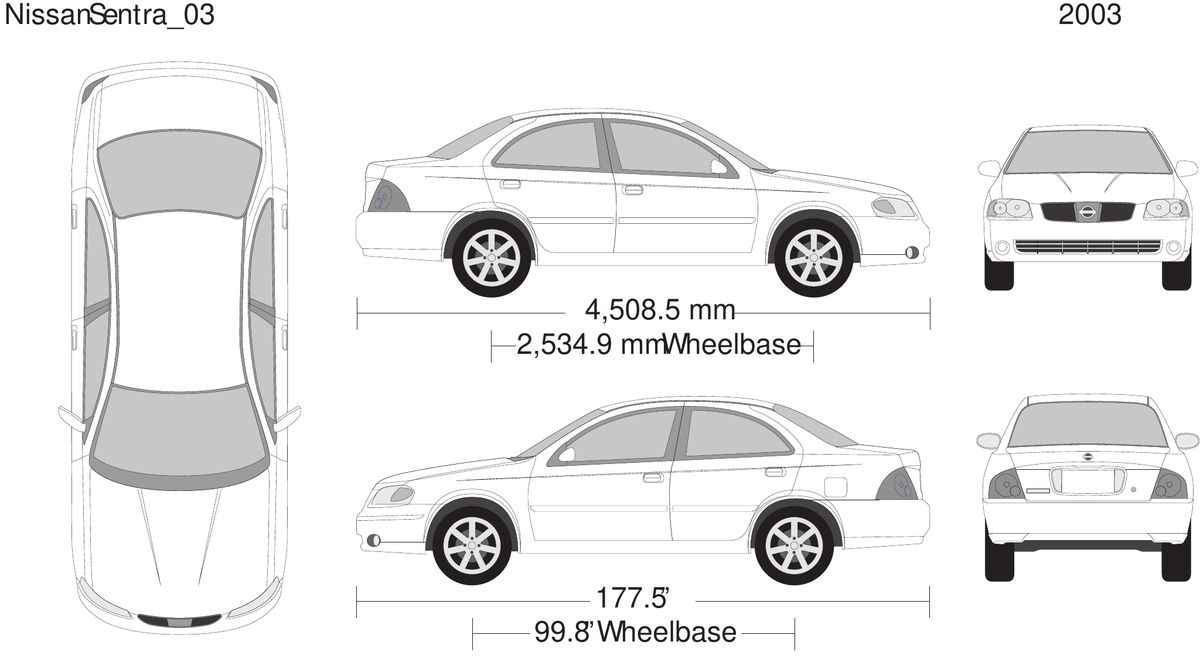 2003 Nissan Sentra vector wrap template, Design-Ready PDF - GravBase