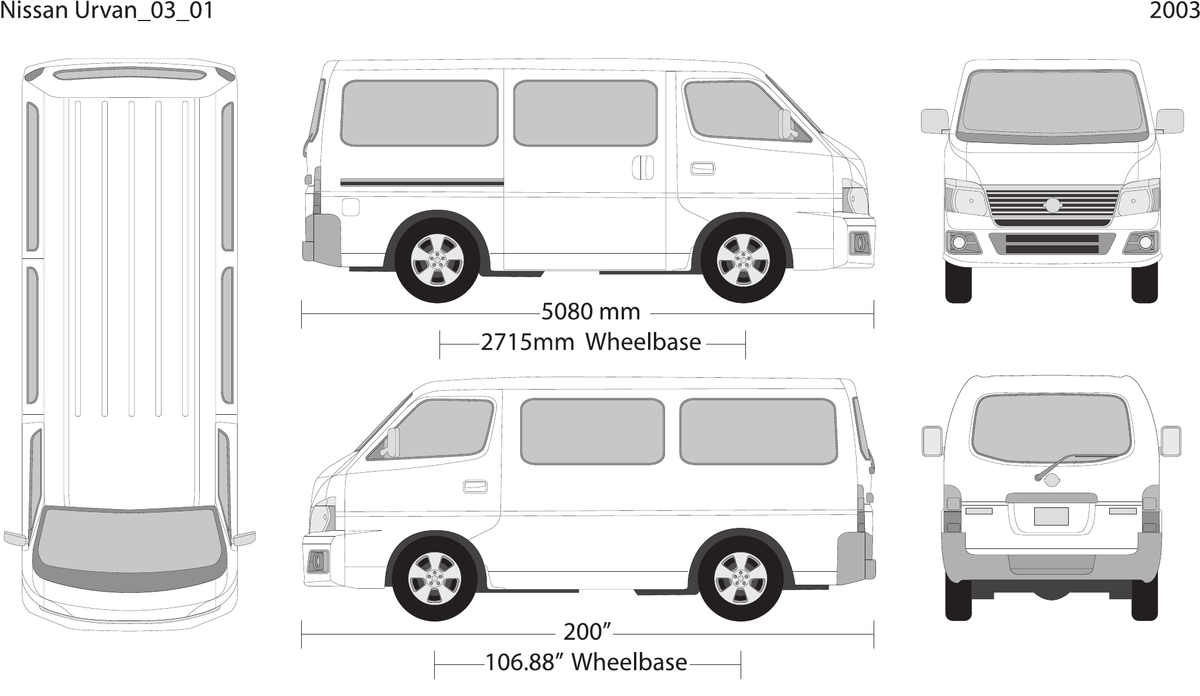 2003 Nissan Urvan vector wrap template V01, Design-Ready PDF - GravBase