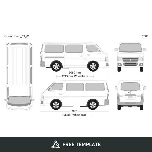 2003 Nissan Urvan free vector vehicle wrap template - GravBase