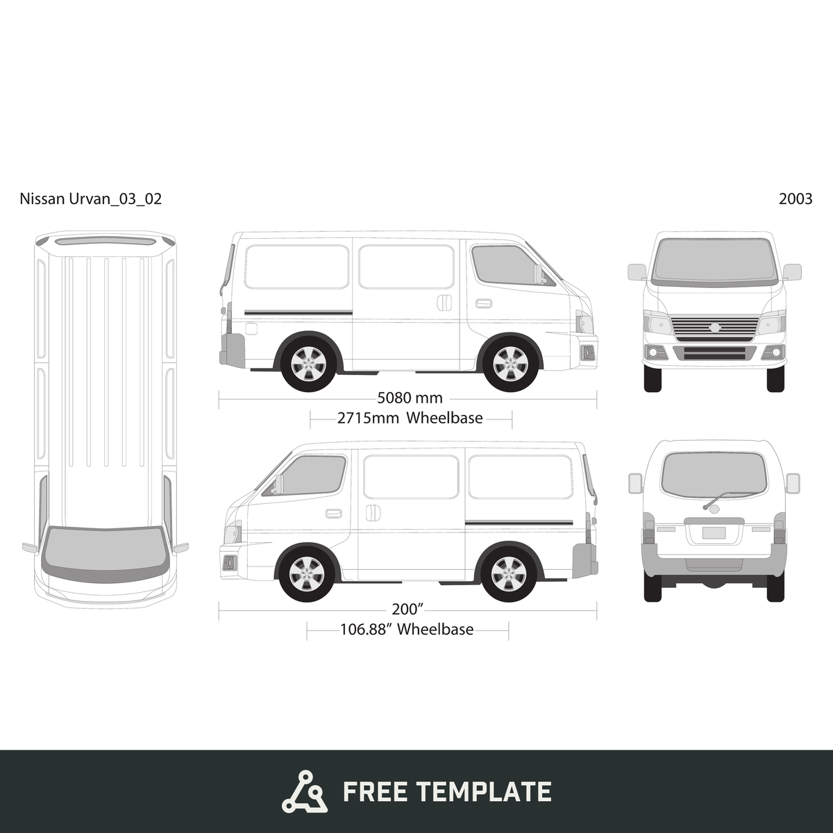 2003 Nissan Urvan free vector vehicle wrap template - GravBase
