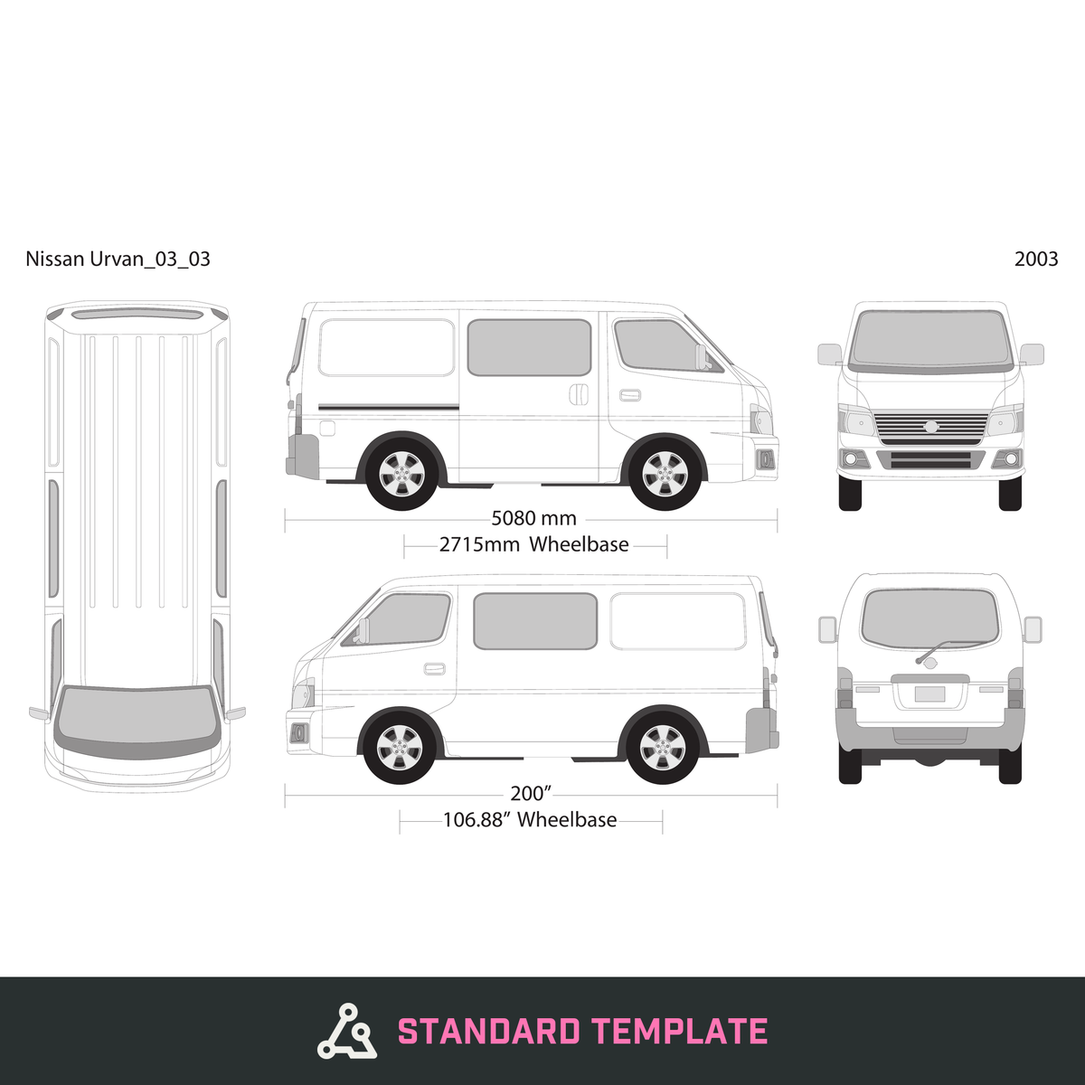 2003 Nissan Urvan vector wrap template V03, Design-Ready PDF - GravBase