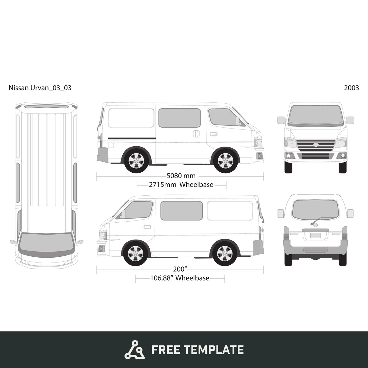 2003 Nissan Urvan free vector vehicle wrap template - GravBase