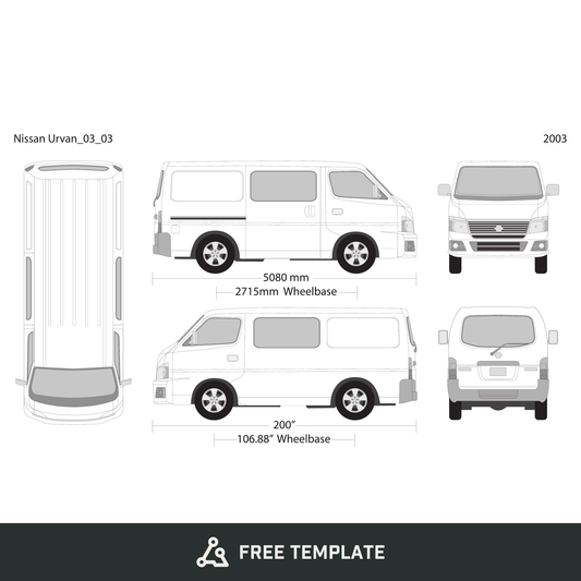 2003 Nissan Urvan free vector vehicle wrap template - GravBase
