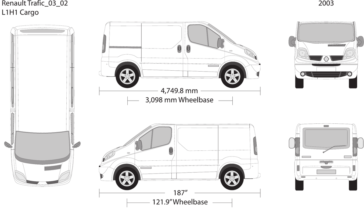 2003 Renault Trafic Vector Wrap Template - GravBase