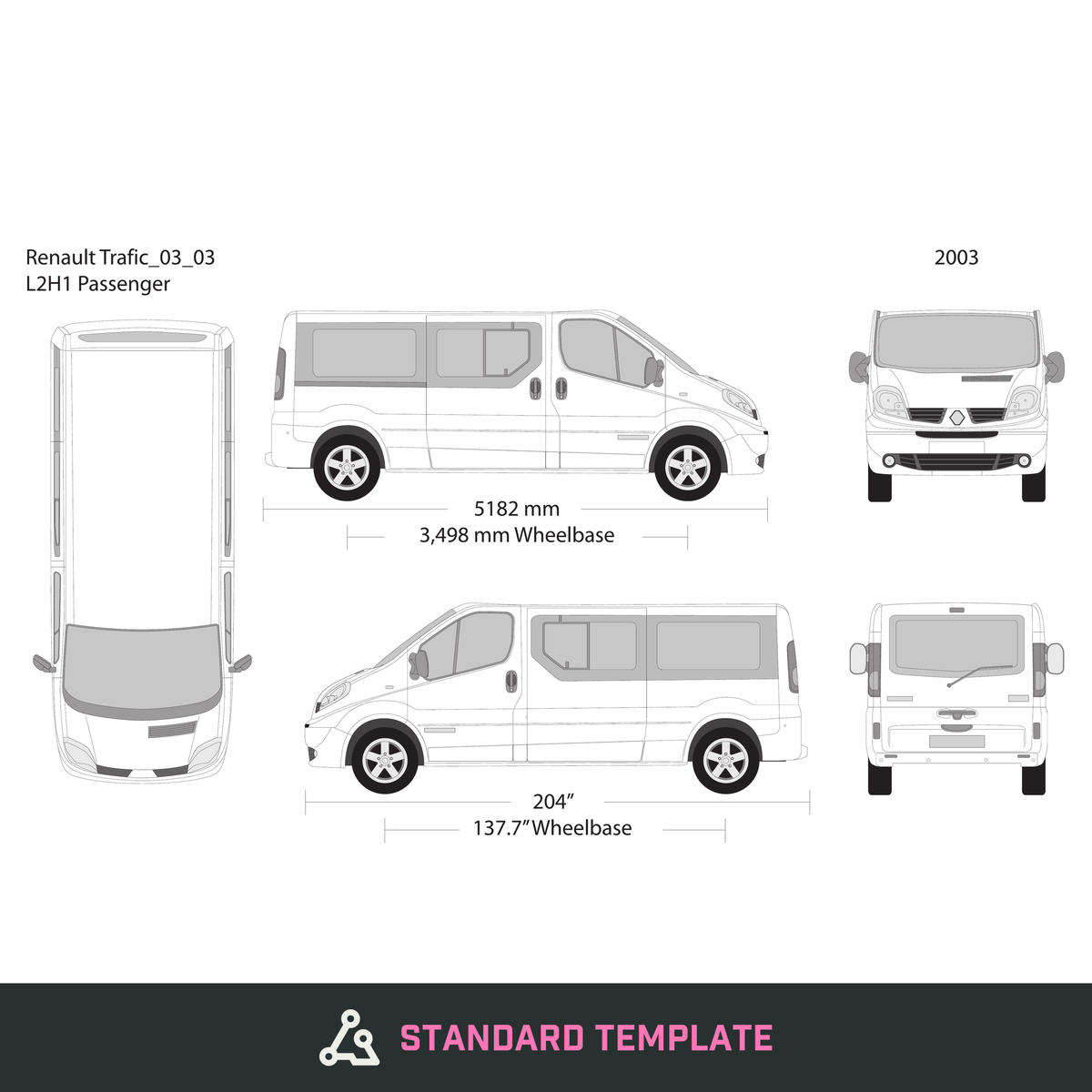 2003 Renault Trafic vector wrap template V03, Design-Ready PDF - GravBase