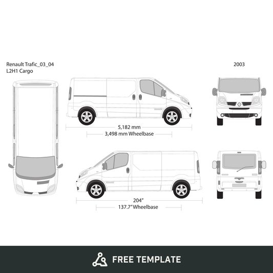 2003 Renault Trafic free vector vehicle wrap template - GravBase