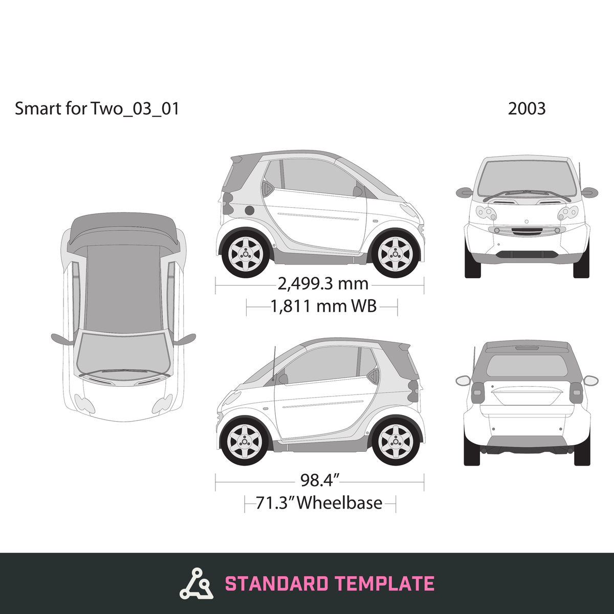2003 Smart Fortwo vector wrap template, Design-Ready PDF - GravBase