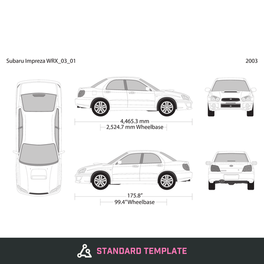 2003 Subaru Impreza vector wrap template V01, Design-Ready PDF - GravBase