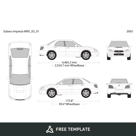 2003 Subaru Impreza free vector vehicle wrap template - GravBase