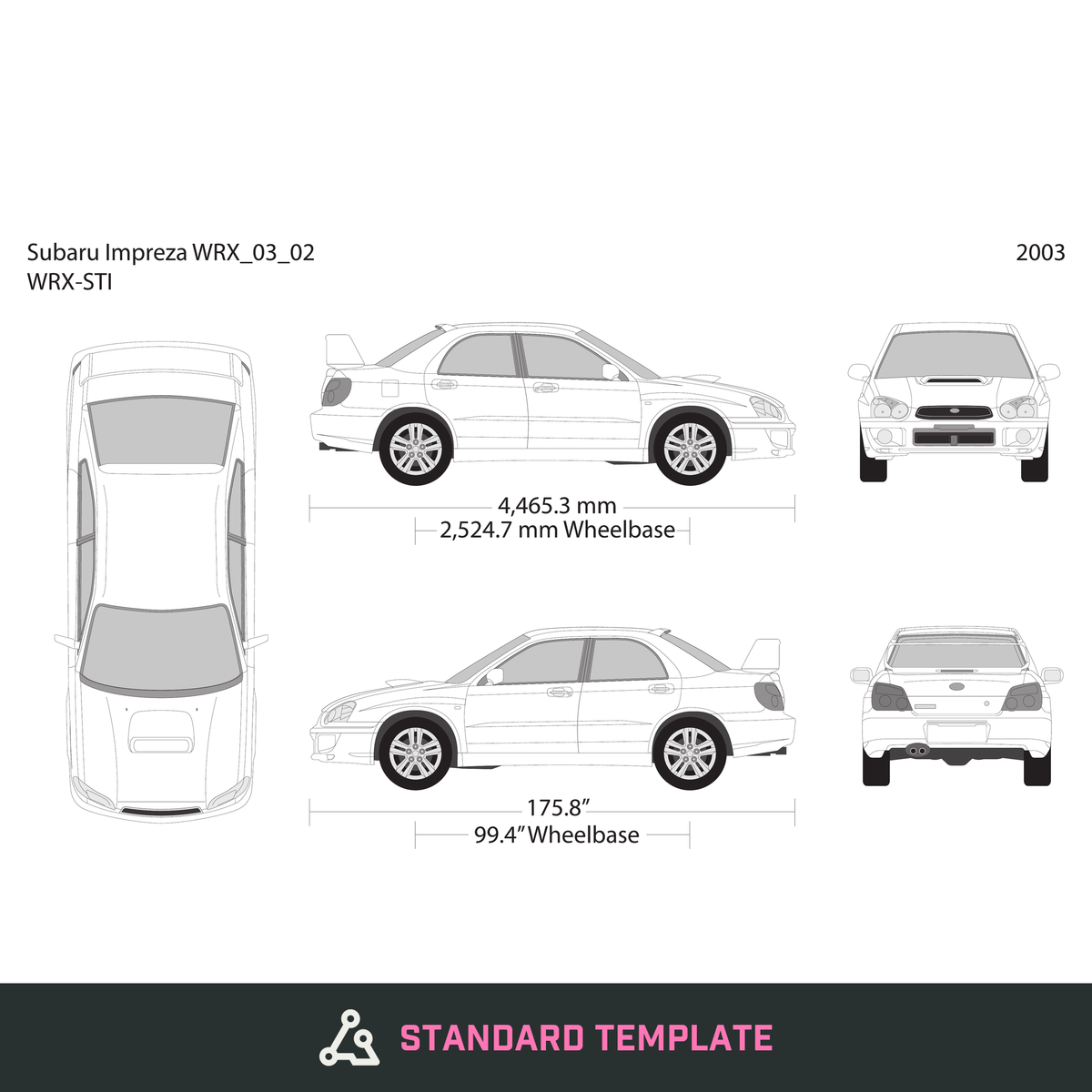 2003 Subaru Impreza vector wrap template V02, Design-Ready PDF - GravBase