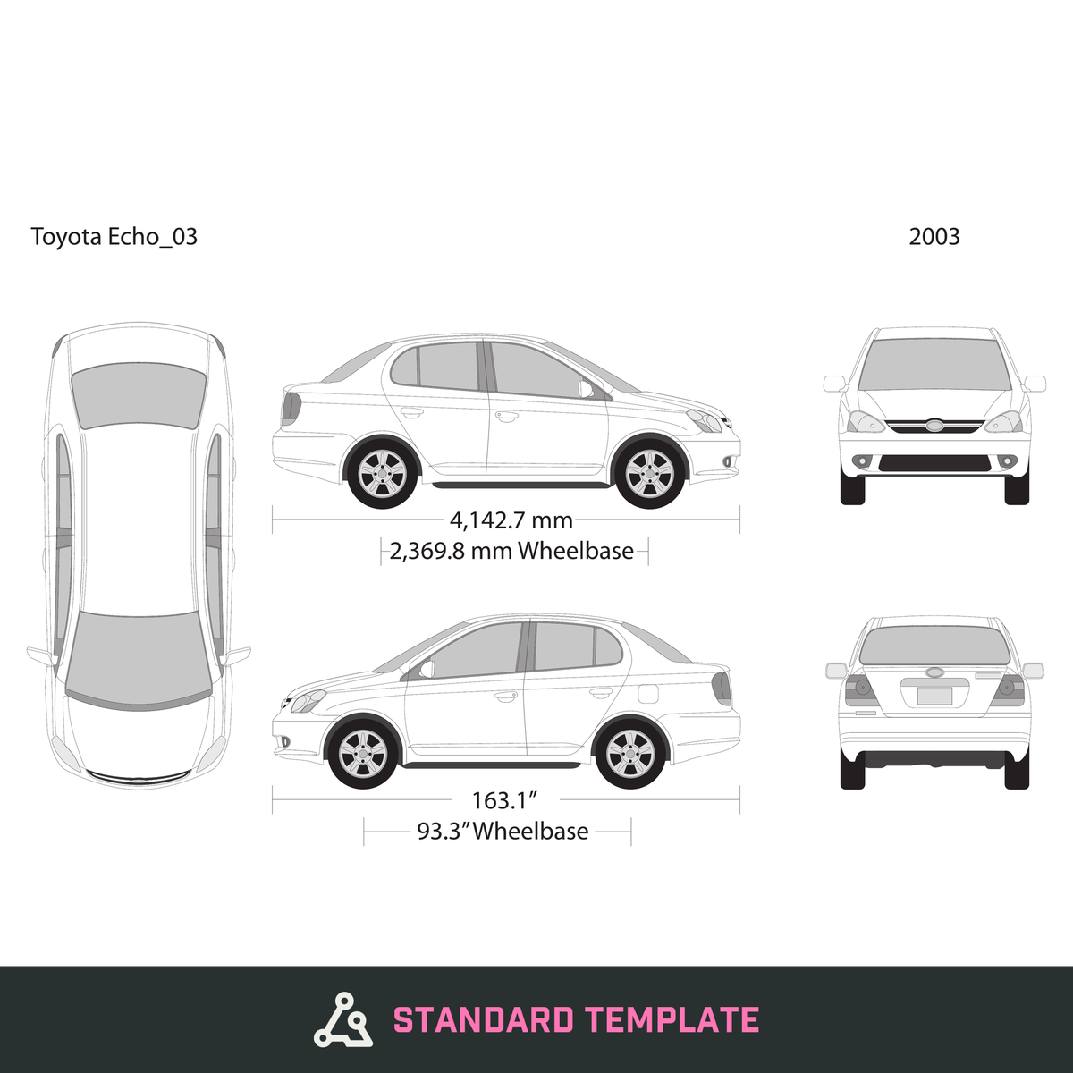 2003 Toyota Echo vector wrap template, Design-Ready PDF - GravBase
