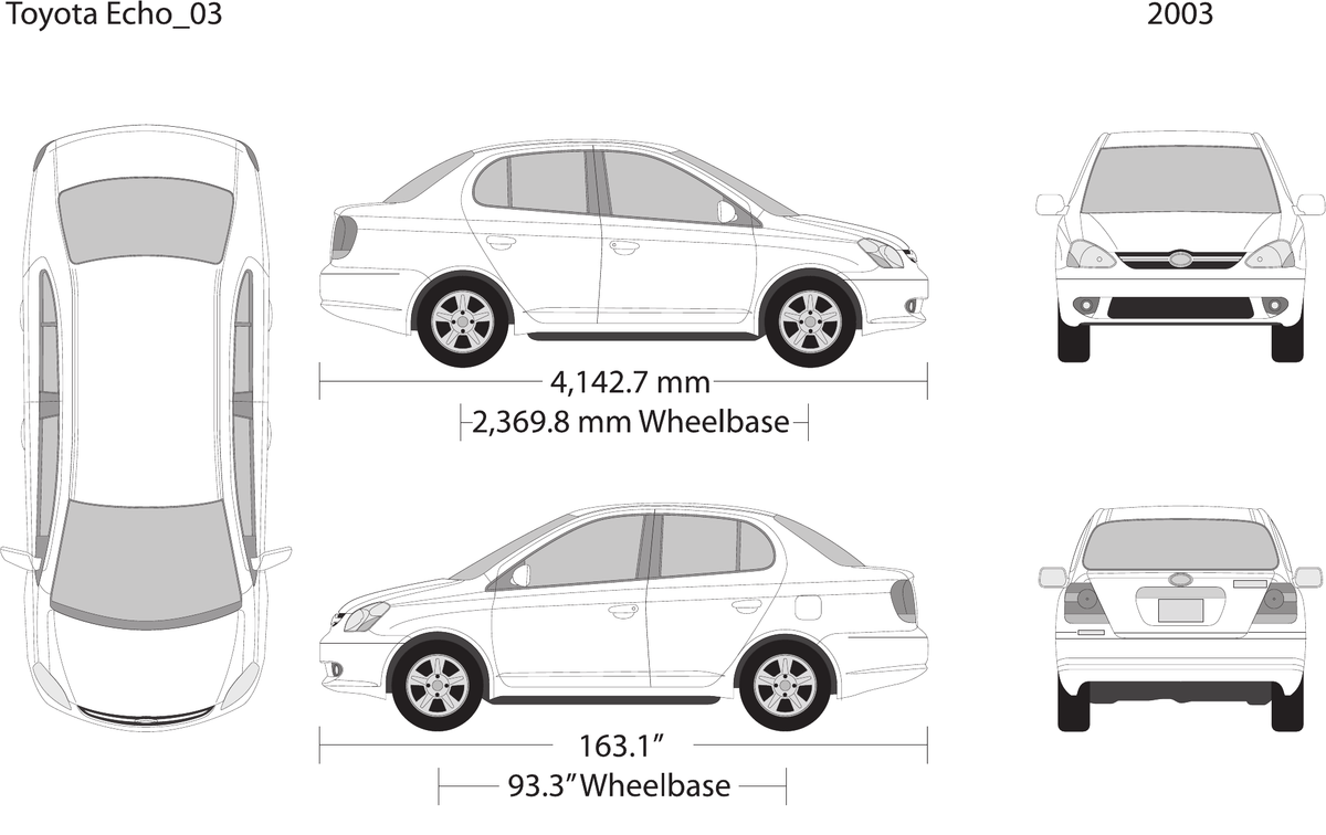 2003 Toyota Echo vector wrap template, Design-Ready PDF - GravBase