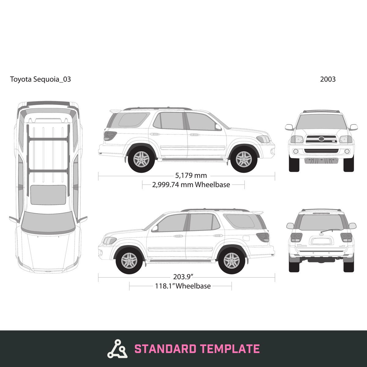 2003 Toyota Sequoia vector wrap template, Design-Ready PDF - GravBase