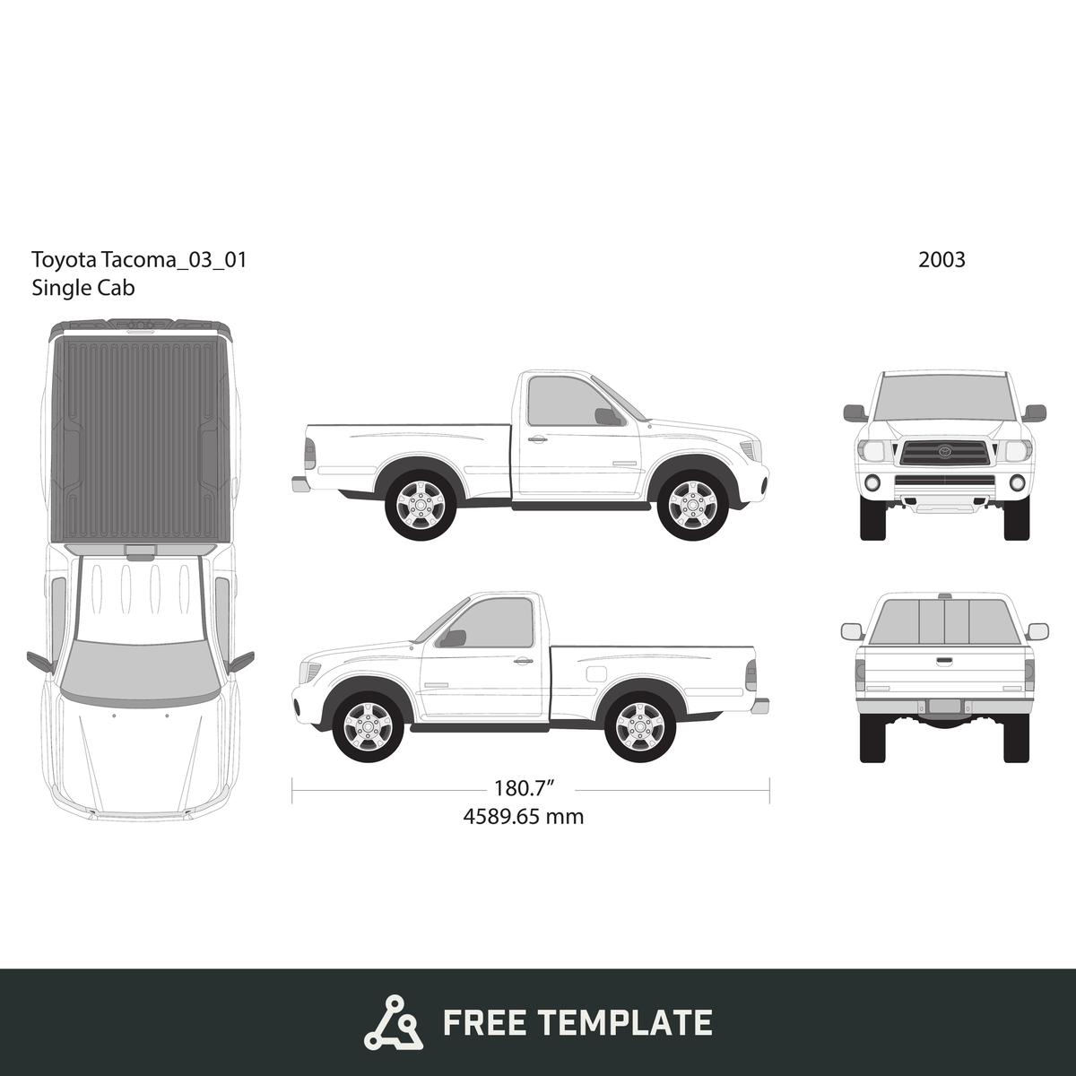 2003 Toyota Tacoma free vector vehicle wrap template - GravBase