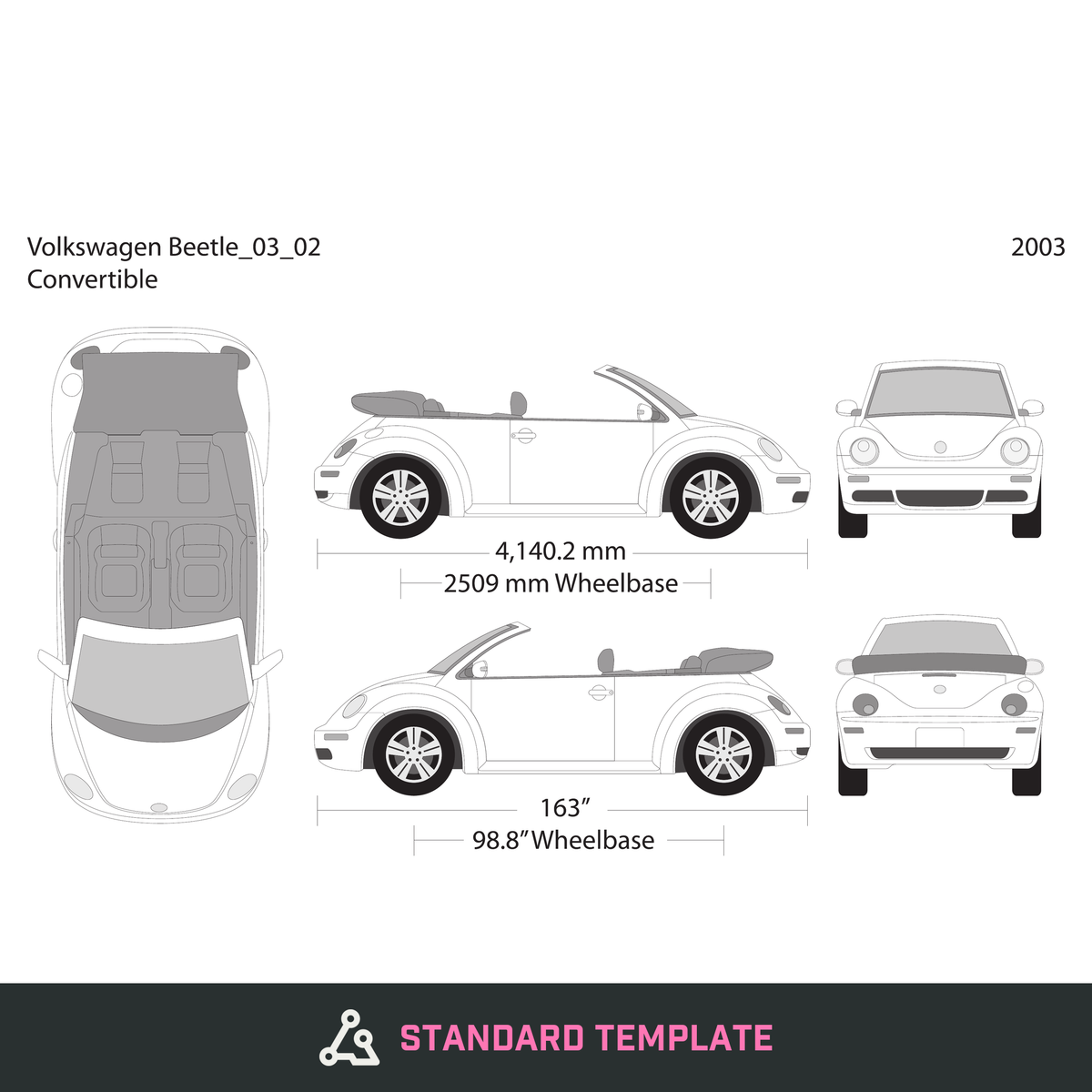 2003 Volkswagen Beetle vector wrap template V02, Design-Ready PDF - GravBase