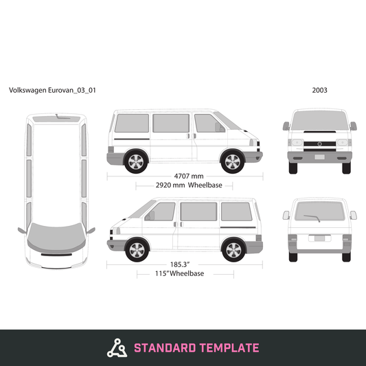 2003 Volkswagen Eurovan vector wrap template, Design-Ready PDF - GravBase