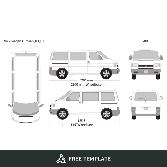 2003 Volkswagen Eurovan free vector vehicle wrap template - GravBase
