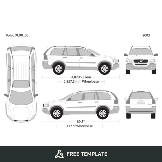 2003 Volvo XC90 free vector vehicle wrap template - GravBase