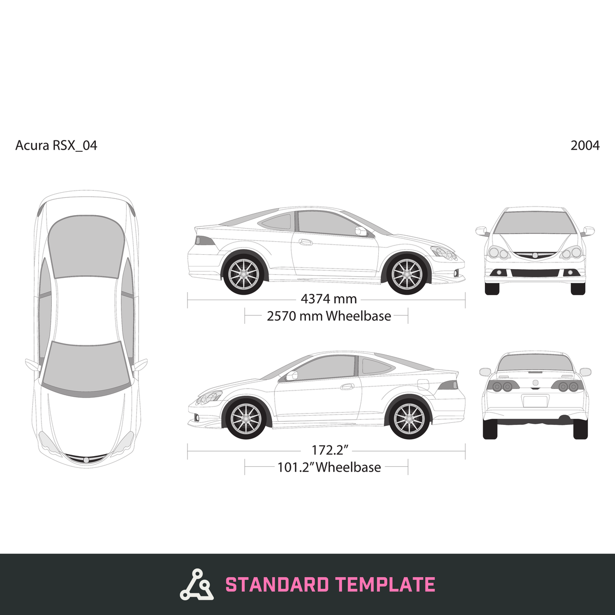 2004 Acura RSX vector wrap template, Design-Ready PDF - GravBase