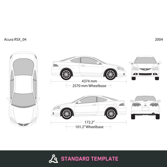 2004 Acura RSX vector wrap template, Design-Ready PDF - GravBase