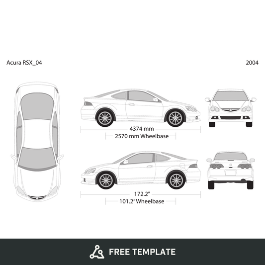2004 Acura RSX free vector vehicle wrap template - GravBase