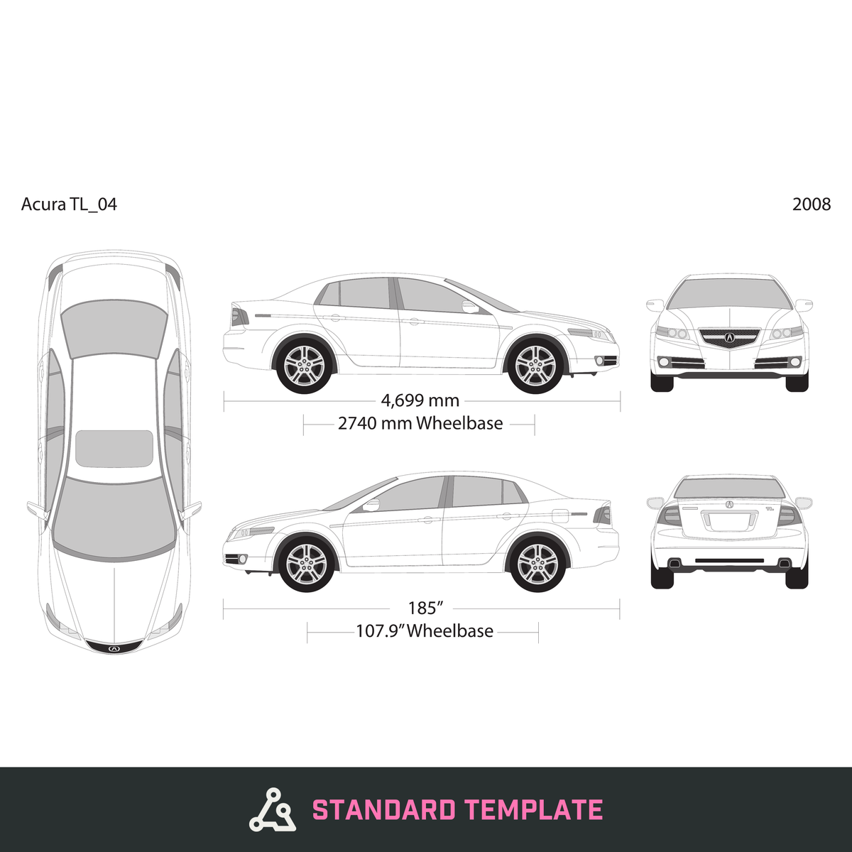 2004 Acura TL vector wrap template, Design-Ready PDF - GravBase