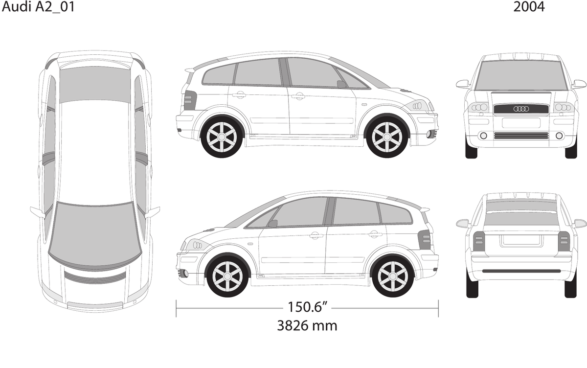2004 Audi A2 vector wrap template, Design-Ready PDF - GravBase