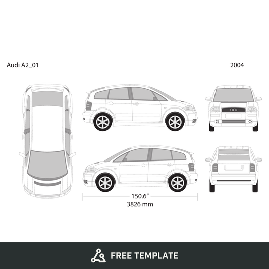 2004 Audi A2 free vector vehicle wrap template - GravBase