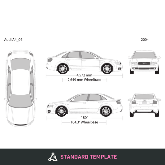 2004 Audi A4 vector wrap template, Design-Ready PDF - GravBase