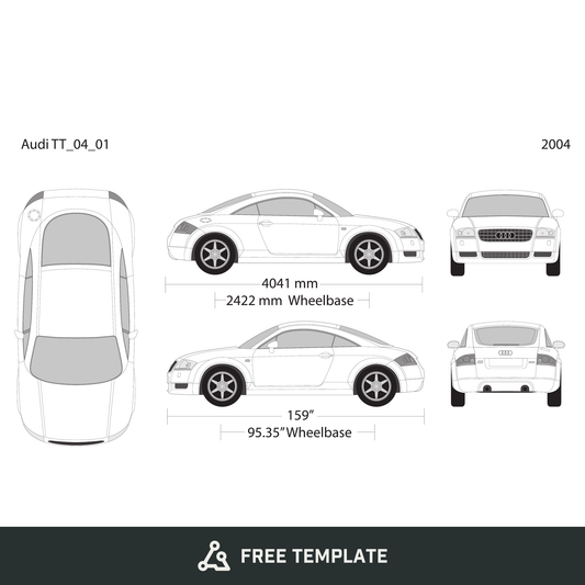 2004 Audi TT free vector vehicle wrap template - GravBase
