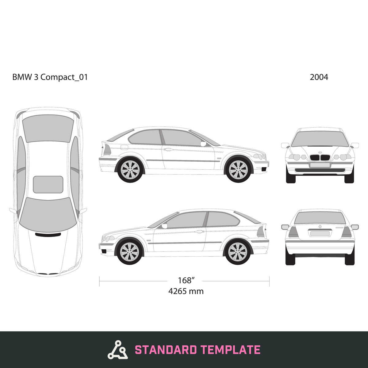 2004 BMW 3 vector wrap template V01, Design-Ready PDF - GravBase