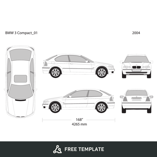 2004 BMW 3 free vector vehicle wrap template - GravBase