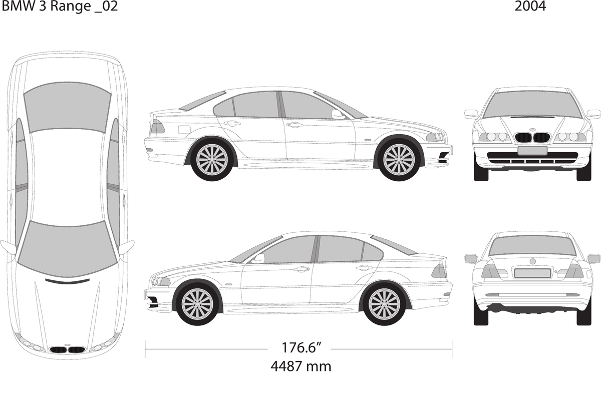 2004 BMW 3 vector wrap template V02, Design-Ready PDF - GravBase