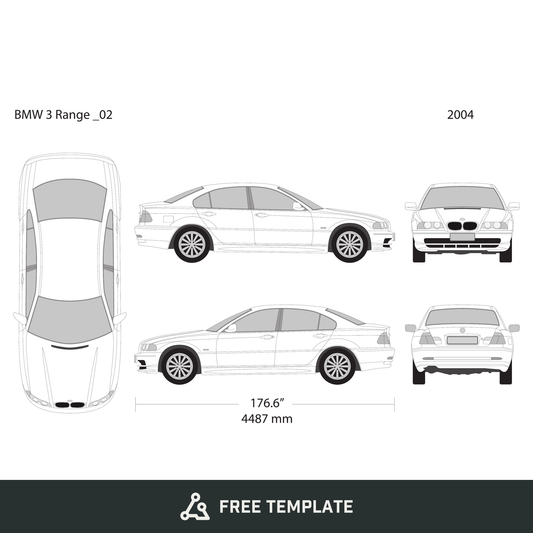 2004 BMW 3 free vector vehicle wrap template - GravBase