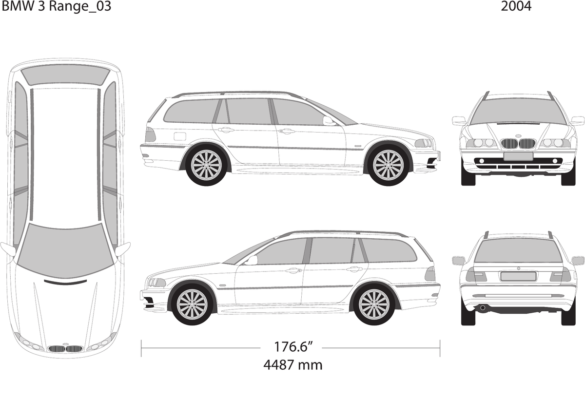 2004 BMW 3 vector wrap template V03, Design-Ready PDF - GravBase