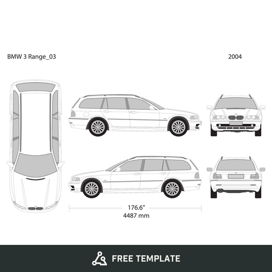 2004 BMW 3 free vector vehicle wrap template - GravBase