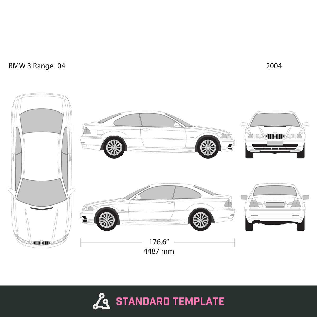 2004 BMW 3 vector wrap template V04, Design-Ready PDF - GravBase