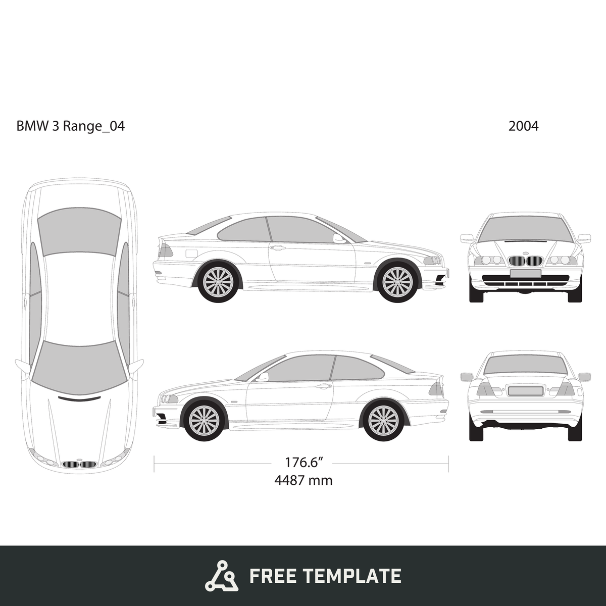 2004 BMW 3 free vector vehicle wrap template - GravBase