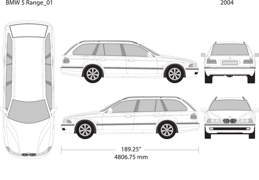 2004 BMW 5 vector wrap template V01, Design-Ready PDF - GravBase