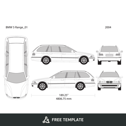 2004 BMW 5 free vector vehicle wrap template - GravBase