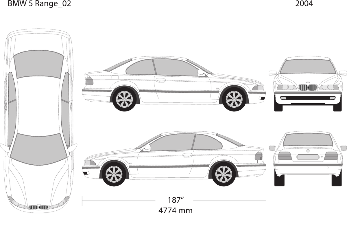2004 BMW 5 vector wrap template V02, Design-Ready PDF - GravBase