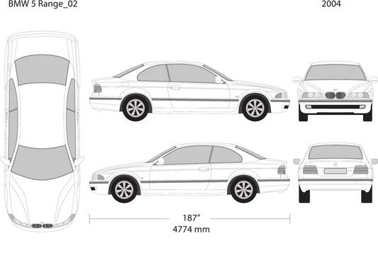 2004 BMW 5 vector wrap template V02, Design-Ready PDF - GravBase