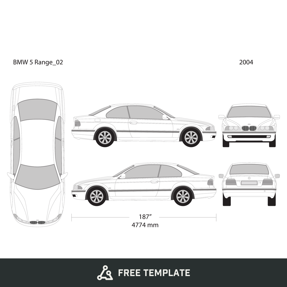 2004 BMW 5 free vector vehicle wrap template - GravBase