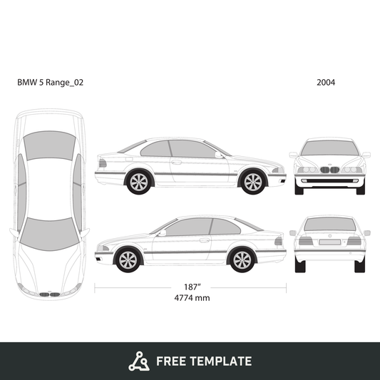 2004 BMW 5 free vector vehicle wrap template - GravBase