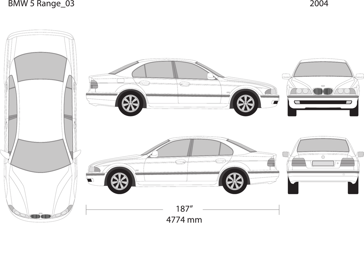 2004 BMW 5 vector wrap template V03, Design-Ready PDF - GravBase