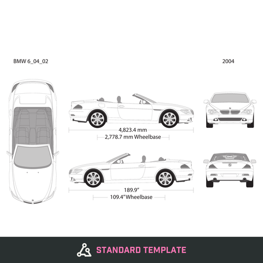 2004 BMW 6 Convertible vector wrap template, Design-Ready PDF - GravBase
