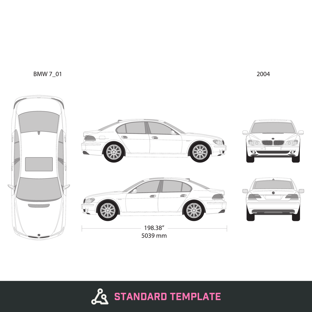 2004 BMW 7 vector wrap template, Design-Ready PDF - GravBase